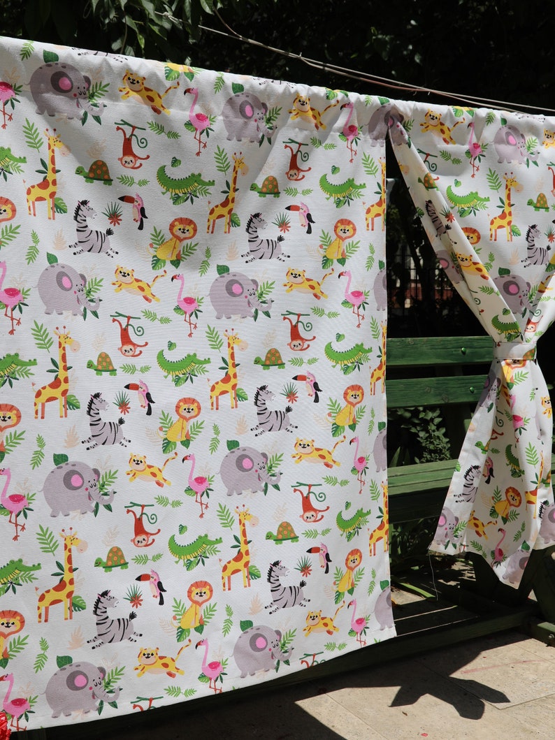 Kids Curtains Safari Nursery Decor Nursery Curtains Zoo Etsy