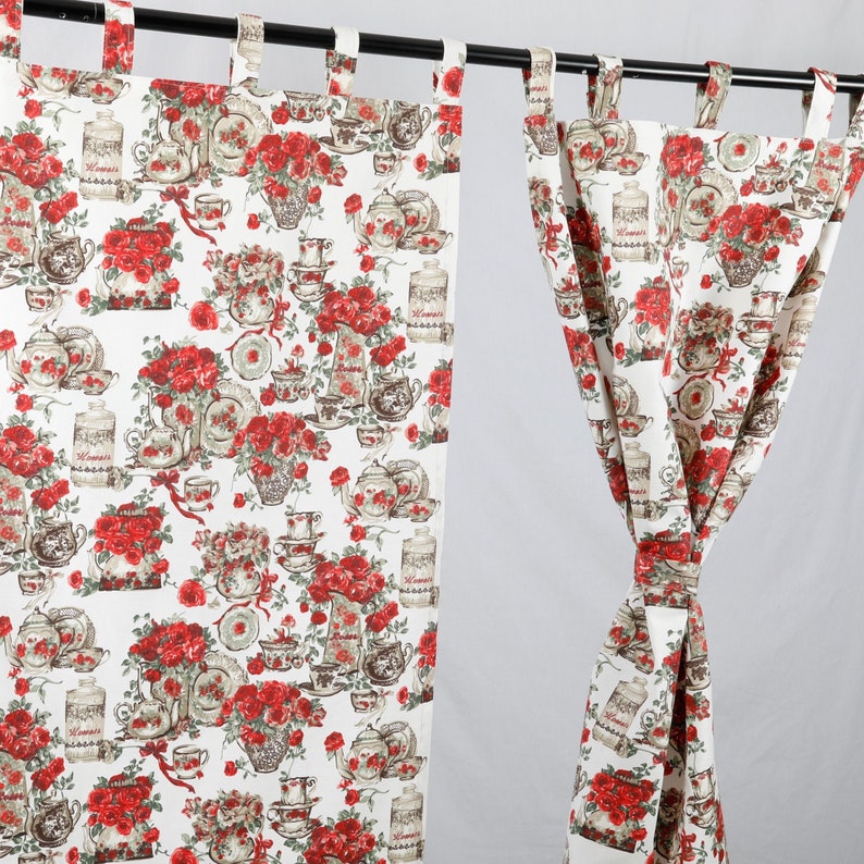 Kitchen Curtains Rose Curtains Shabby Chic Kitchen Etsy