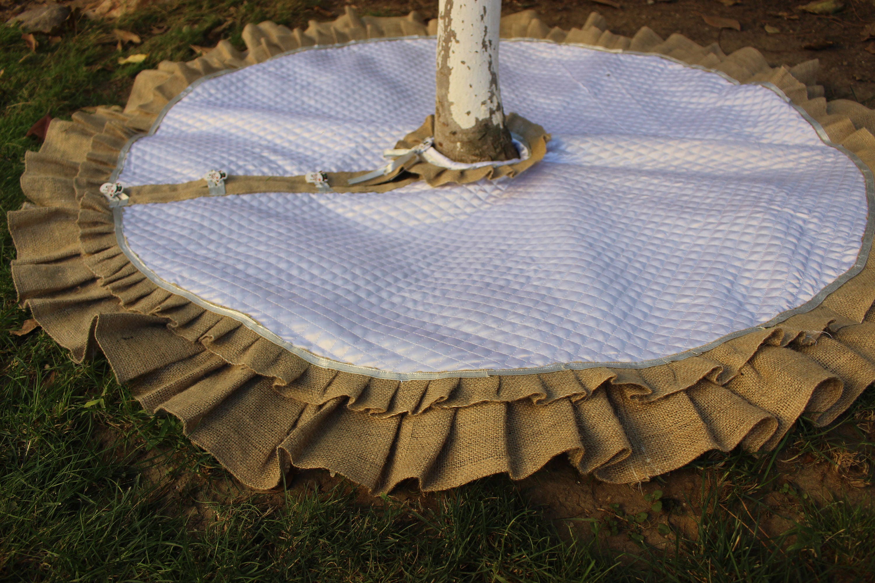 Rustic Tree Skirt White Christmas Tree Skirt With Burlap Etsy