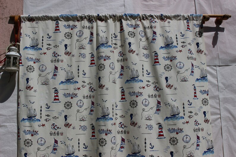 Nautical Curtain Nursery Curtain Custom Curtain Sailor Curtain Etsy