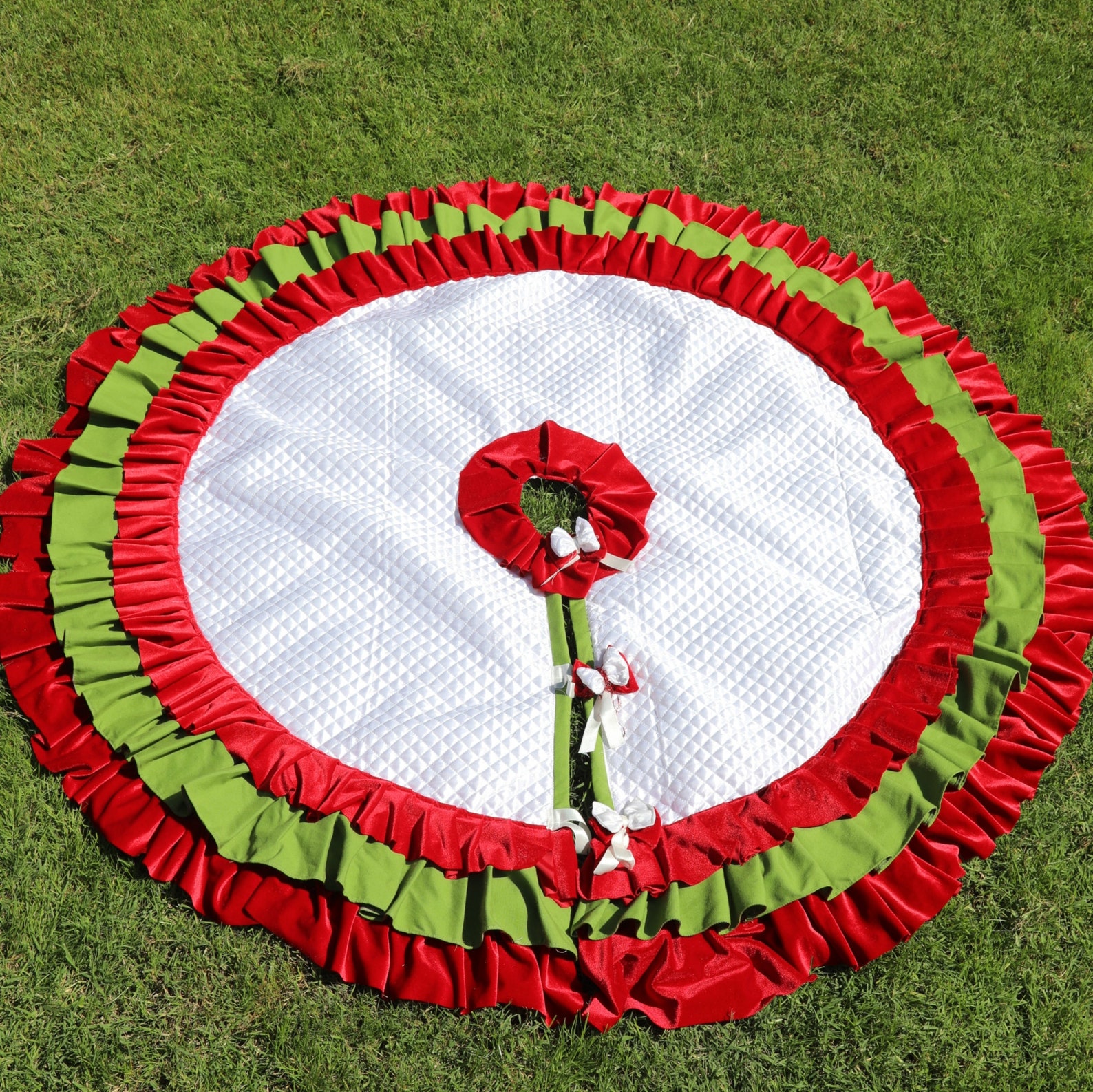 Red And Silver Christmas Tree Skirt 