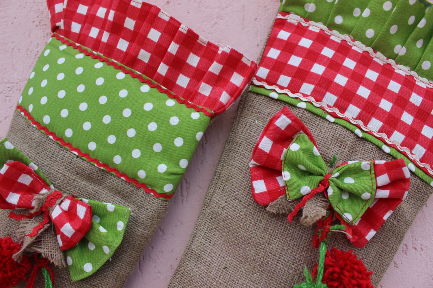Christmas Stockings Red Christmas Stockings Green Stockings | Etsy