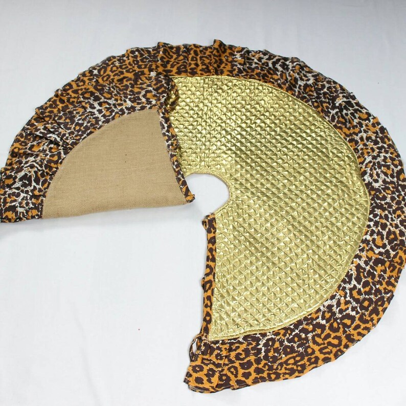 Leopard Tree Skirt Reversible Tree Skirt Burlap Gold Tree Etsy