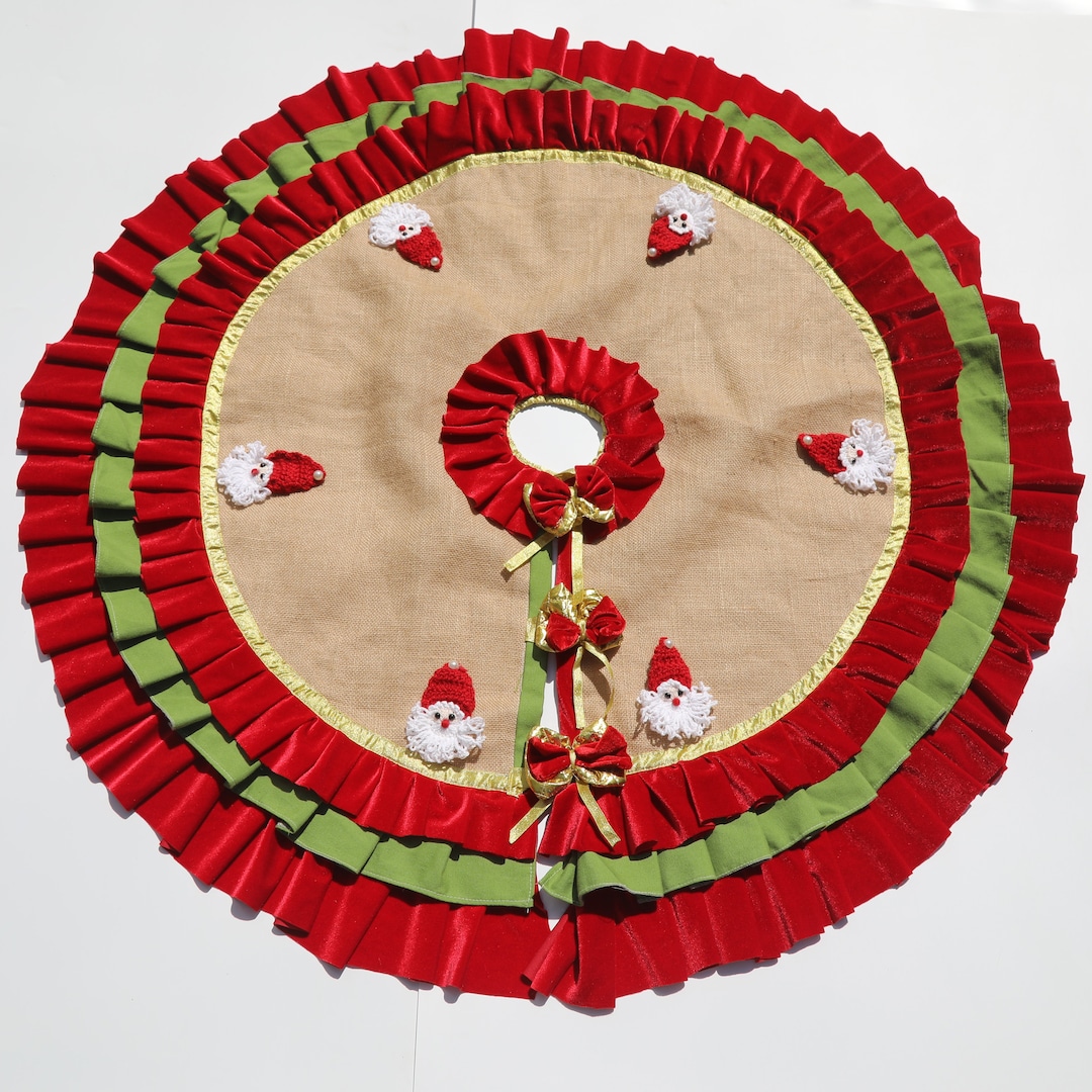 Santa Tree Skirt Christmas Tree Skirt Shabby Chic Tree Skirt Etsy