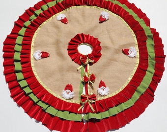 Santa Tree Skirt Christmas Tree Skirt Shabby Chic  Tree Skirt Rustic Christmas  EXPRESS SHIPPING via UPS