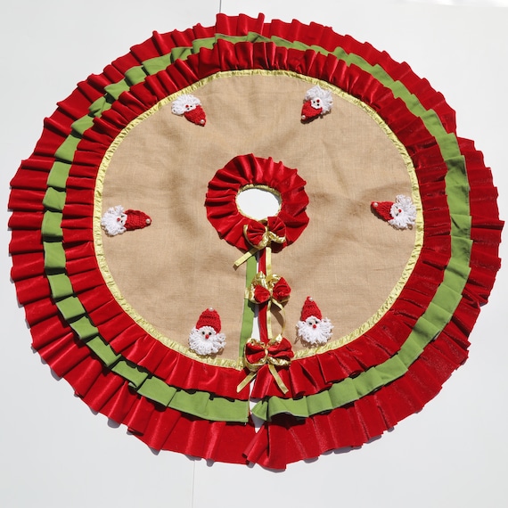 Santa Tree Skirt Christmas Tree Skirt Shabby Chic Tree Skirt Etsy