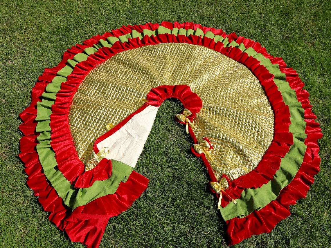 Gold Christmas Tree Skirt 36''to100'' Extra Etsy
