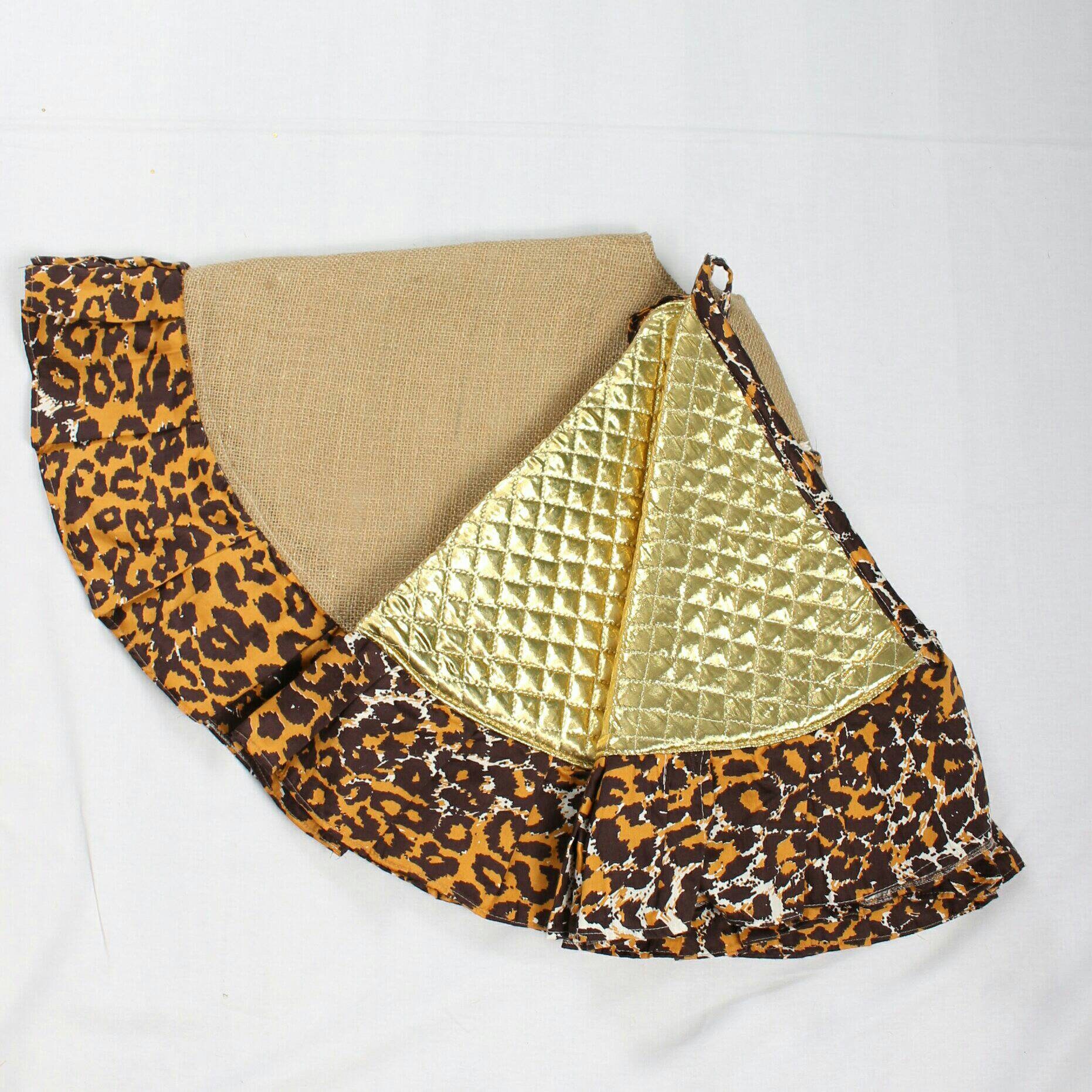 Leopard Tree Skirt Reversible Tree Skirt Burlap Gold Tree Etsy