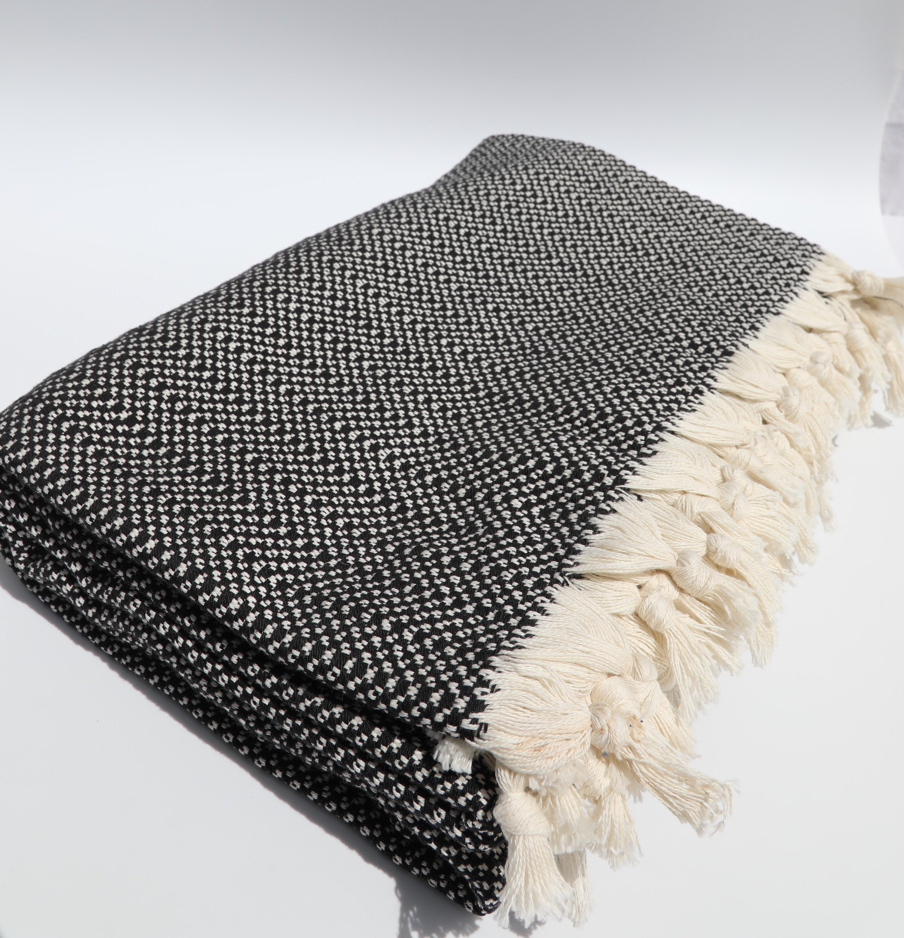 Handwoven Blanket Throw Black Cotton Blanket Hand Loomed Etsy