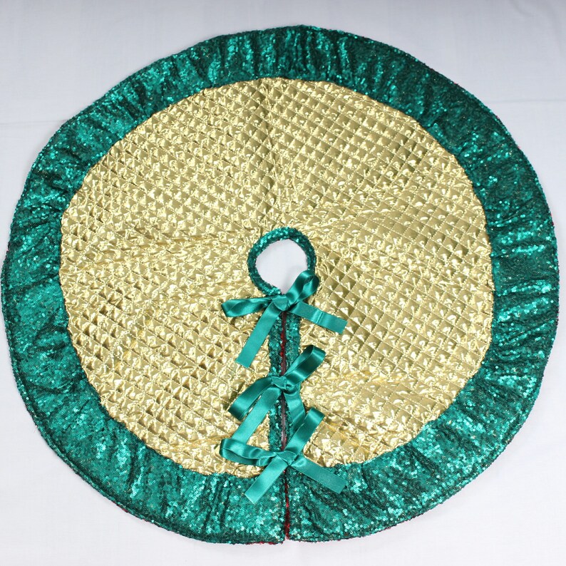 Gold Tree Skirt Sparkle Christmas Sequin tree Skirt Small Etsy