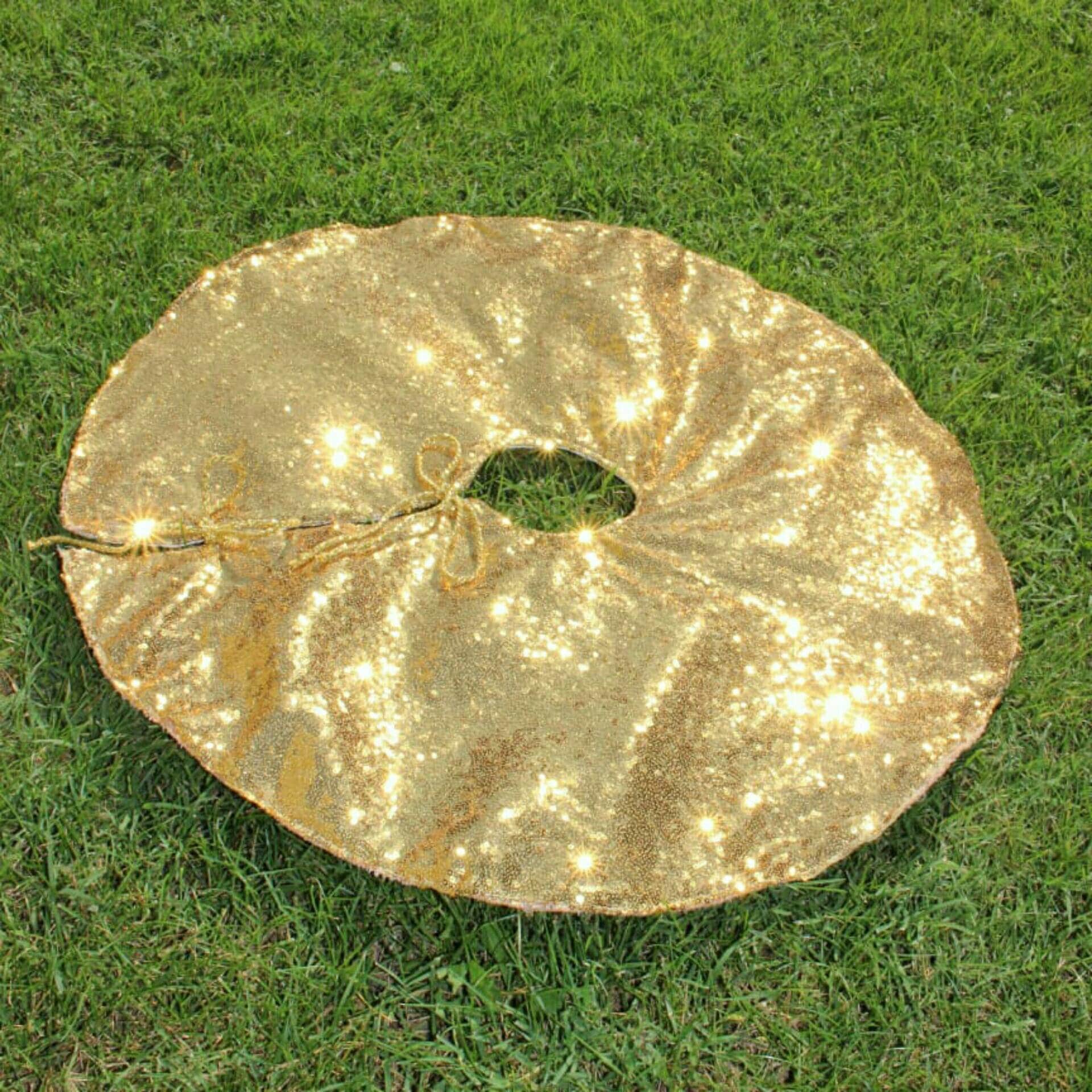 Gold Tree Skirt Sequin Tree Skirt Sparkle Christmas Tree Etsy