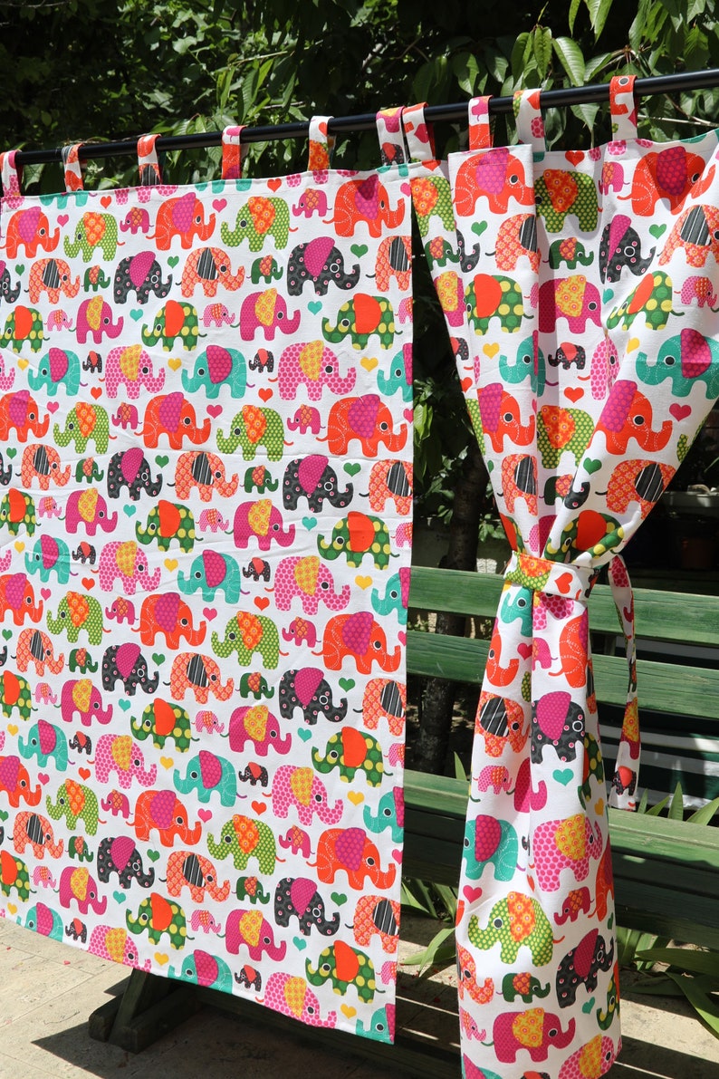 Nursery Curtains Elephant Nursery Baby Curtain Baby Girl Etsy