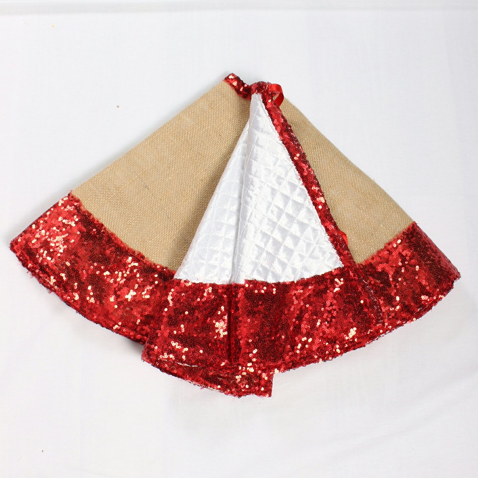 Sequin Tree Skirt Reversible Christmas Tree Skirt Red Tree Etsy