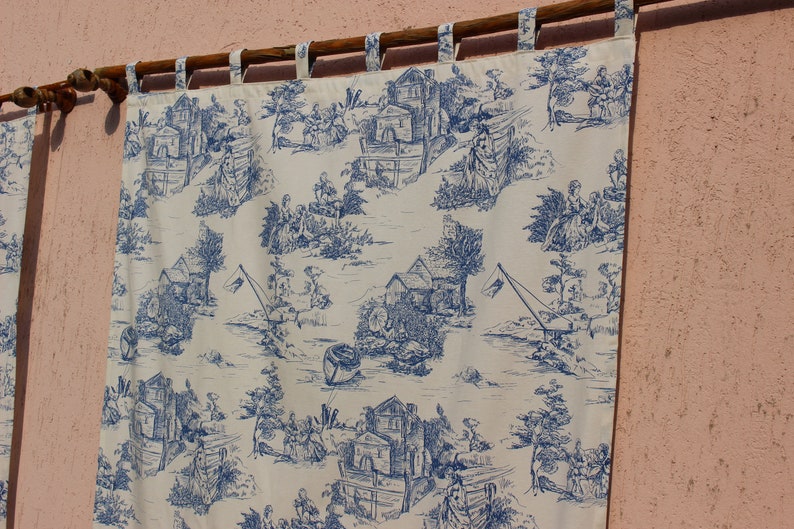 Toile Curtains Blue Curtains French Toile Custom Curtains Etsy