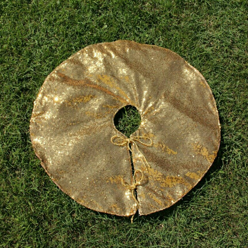 Gold Tree Skirt Sequin Tree Skirt Sparkle Christmas Tree Etsy