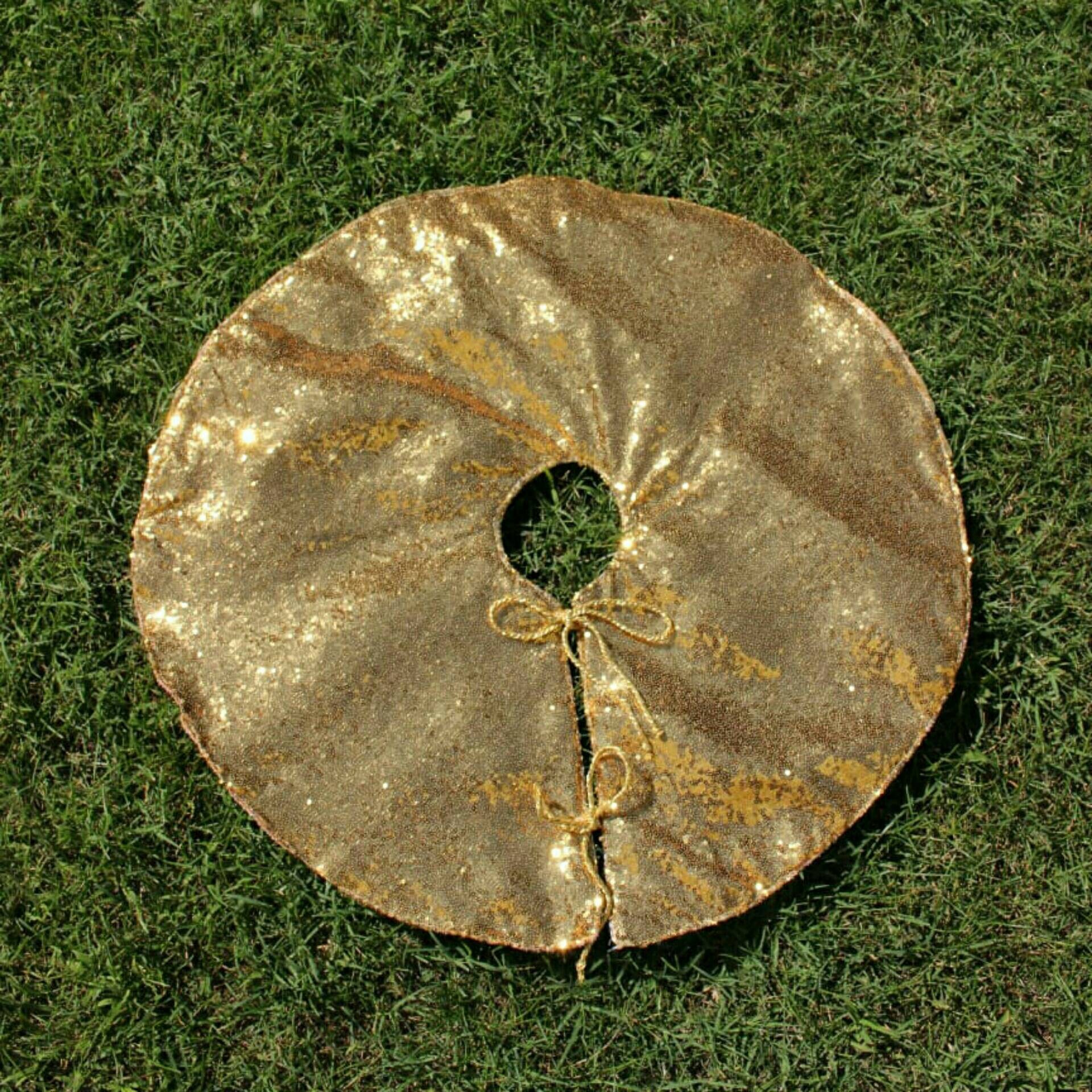 Gold Tree Skirt Sequin Tree Skirt Sparkle Christmas Tree Etsy