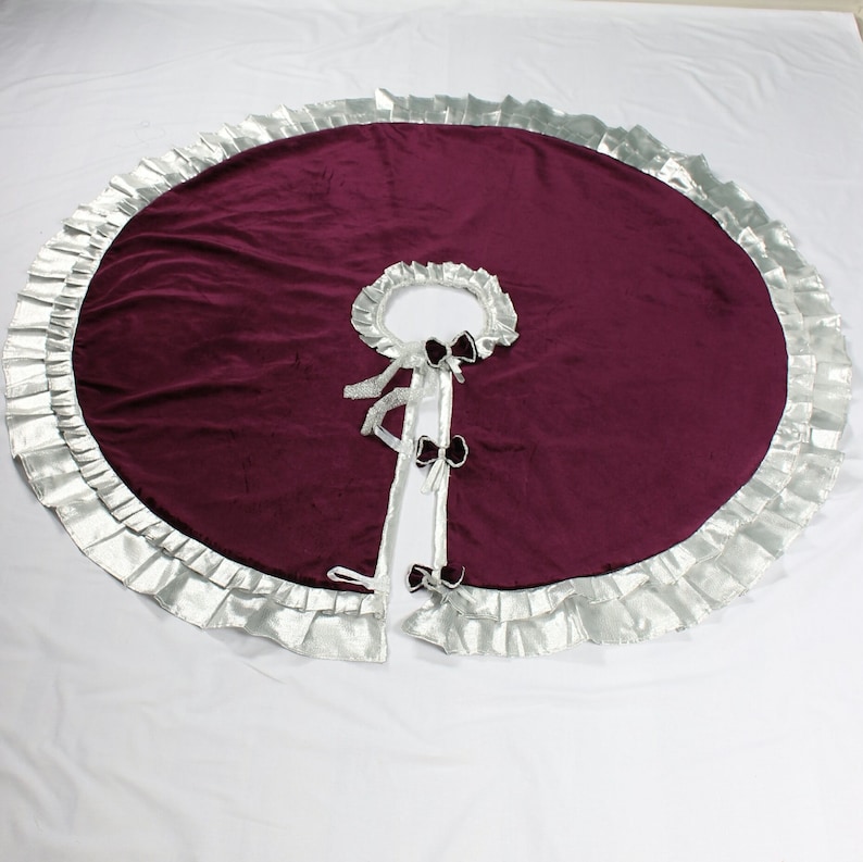 Purple Tree Skirt Silver Christmas Tree Skirt Purple Etsy