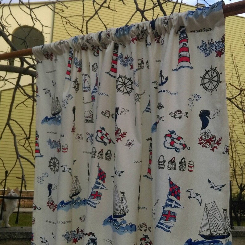 Nautical Curtain Nursery Curtain Custom Curtain Sailor Curtain Etsy