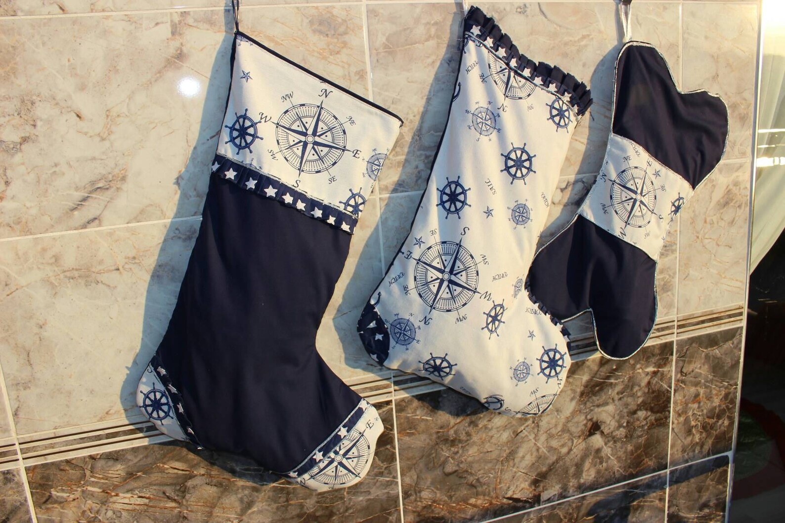 Nautical Christmas Stocking Set Kids Stocking Navy Blue Etsy