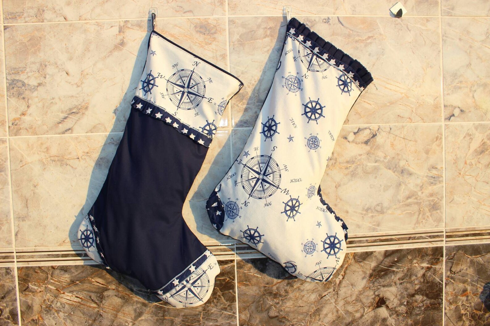 Nautical Christmas Stocking Set Kids Stocking Navy Blue Etsy