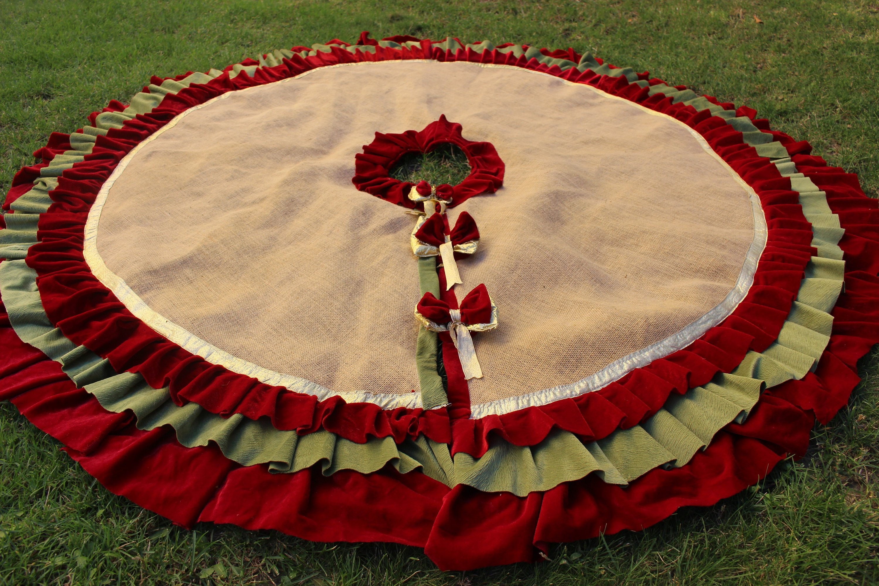 Burlap Tree Skirt Rustic Christmas Christmas Tree Skirt Etsy