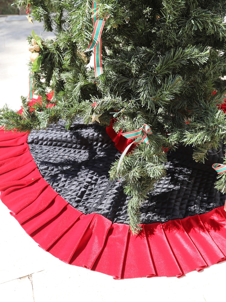Black Christmas Tree Skirt 25'' to 100'' Red Etsy