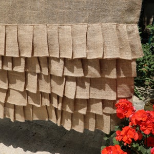 High quality jute burlap fabric texture, sewn edges with no fraying, natural farmhouse curtains has a rustic look