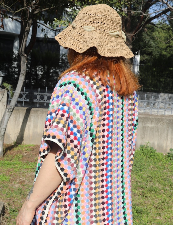 Rainbow Beach Poncho, Boho Towel Cover Up, Hippie Beach Dress, Personalized Wearable Towel, Plus Size Pool Cover Up