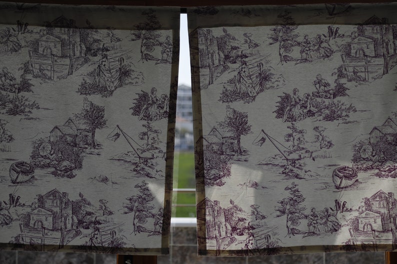 Toile Curtains Blue Curtains French Toile Custom Curtains Living Room Curtains Toile De jouy French Country Home Victorian Curtains