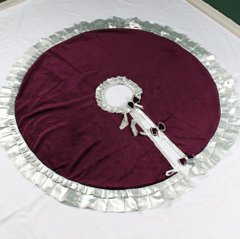 Purple Tree Skirt Silver Christmas Tree Skirt Purple Etsy