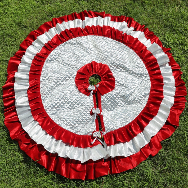 Red And Silver Christmas Tree Skirt 