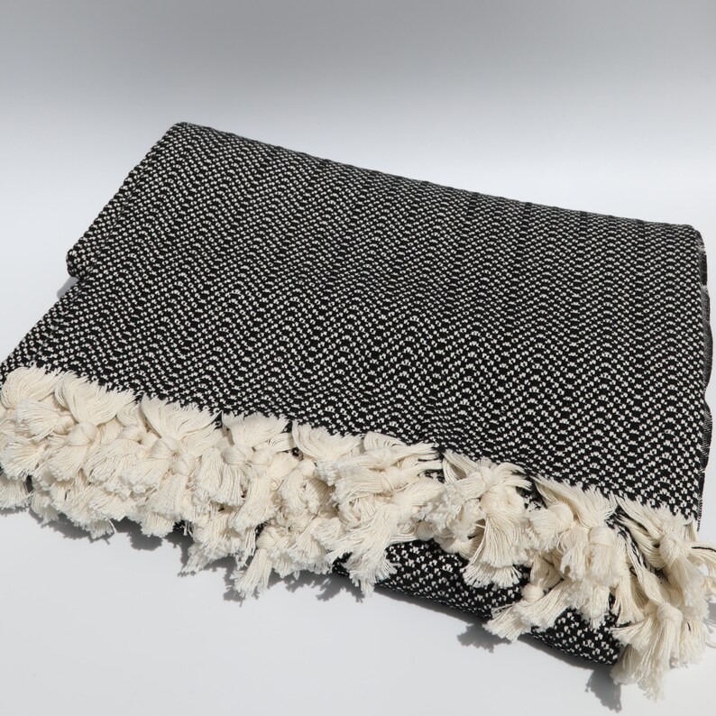 Handwoven Blanket Throw Black Cotton Blanket Hand Loomed Etsy