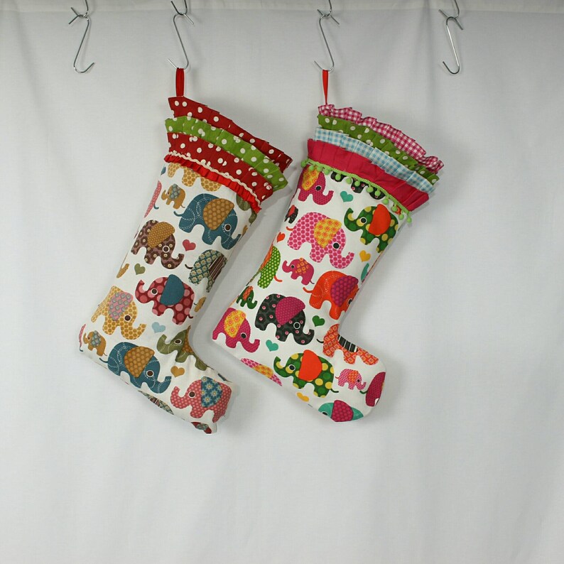 Kids Christmas Stocking Elephant Stocking Ruffled Stocking | Etsy