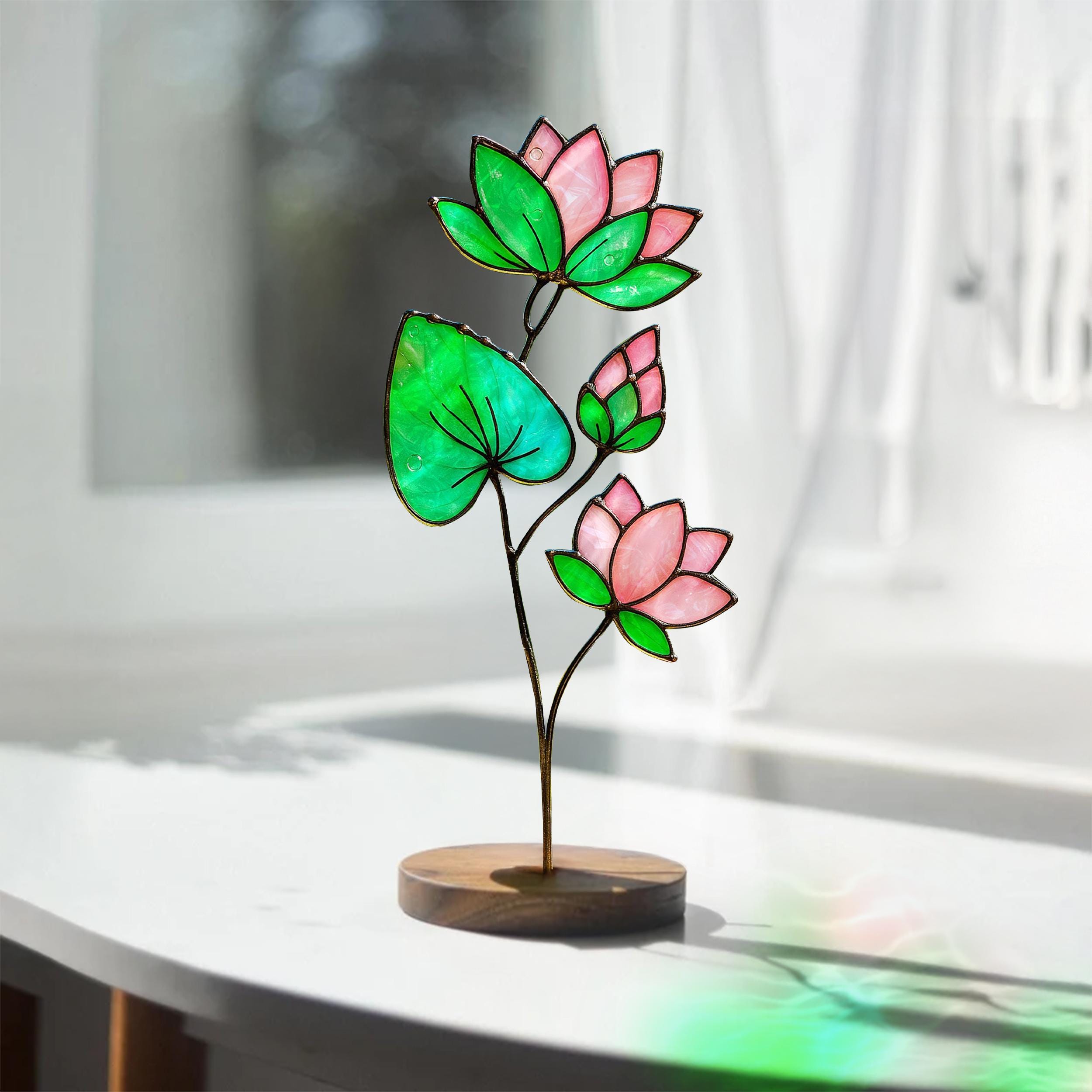 Water Lily Flower Stained Glass Pattern, Floral Pattern, DIY Stained