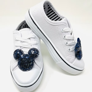 Maus Schuhschleifen für Disney Urlaub Flair inspiriert Navy Blau Pailletten Schuhclips
