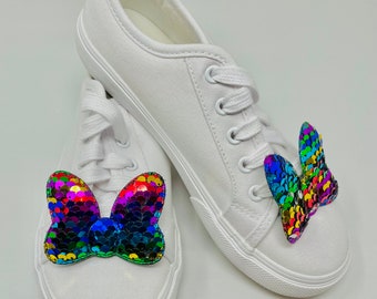 Rainbow Sequin Shoe Bow Color Flip Disney Shoe Clips Disney Vacation Ideas Disney Pride Love Disney Birthday Gift For Her