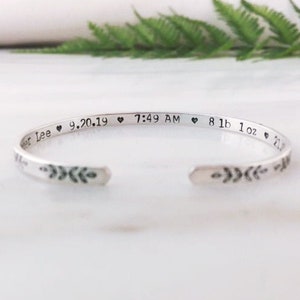 Baby Stats Bracelet, Gift for New Mother, New Mom Jewelry, New Baby Bracelet Gift, Gift for Mom after Birth, Gift for New Mom to be, 02