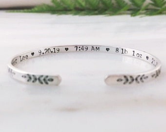 Baby Stats Bracelet, Gift for New Mother, New Mom Jewelry, New Baby Bracelet Gift, Gift for Mom after Birth, Gift for New Mom to be, 02