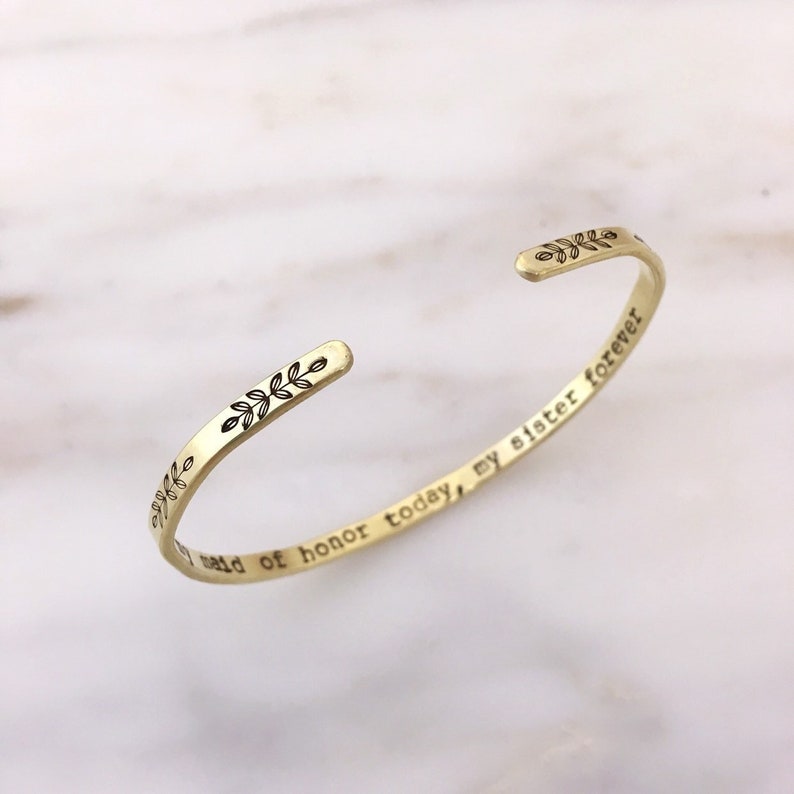 Maid of Honor Bracelet, Maid of Honor Gift Sister, Maid of Honor Proposal, Maid of Honor Bracelet Sister, Matron of Honor, 01 Gold (brass)