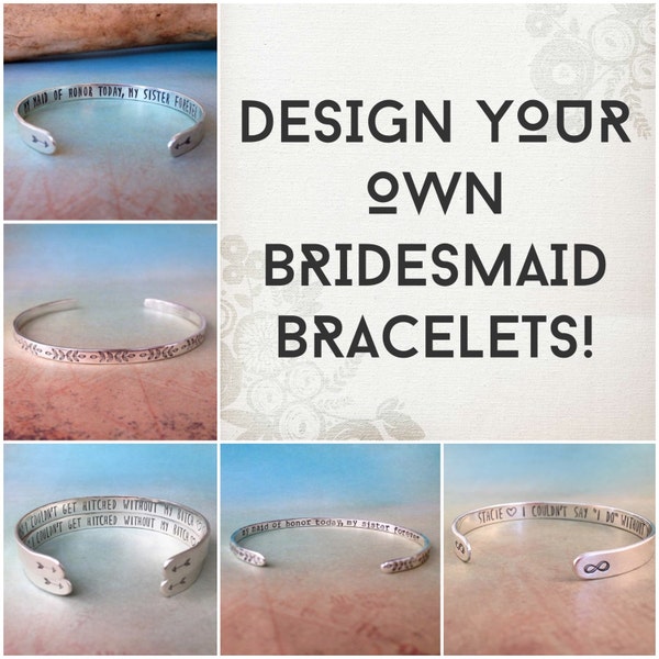 Sterling Silver Bridesmaid Bracelet, Maid of Honor Bracelet Gift, Personalized Bridesmaid gift, Bridesmaid Jewelry, Red Fern Studio