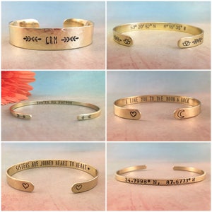 Personalized Gold Bracelet, Custom Bracelet Gold, Personalized Bracelet, Secret Message Bracelet, Custom Quote Bracelet, Red Fern Studio