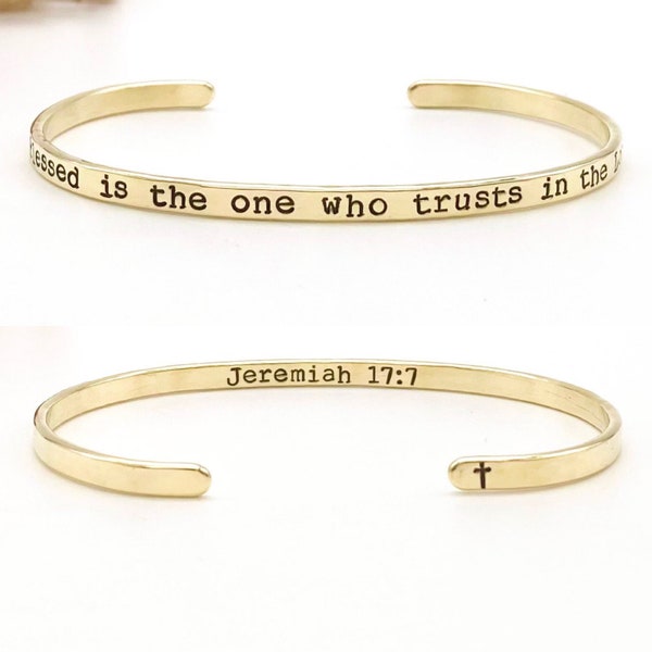 Custom Scripture Bracelet, Custom Bible Verse Cuff Bracelet, Christian Bracelet for Women, Christian Gift for Women Girl, Jeremiah 17 7