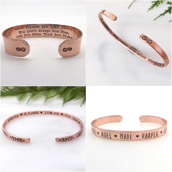 Custom Quote Bracelet, Custom Copper Bracelet Cuff, Personalized Bracelet, Secret Message Bracelet, Hidden Message Bracelet, Red Fern Studio