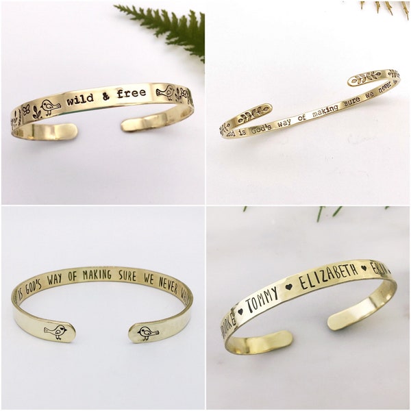 Custom Bracelet Gold, Personalized Gold Bracelet, Secret Message Bracelet, Custom Stamped Bracelet, Custom Quote Bracelet, Red Fern Studio