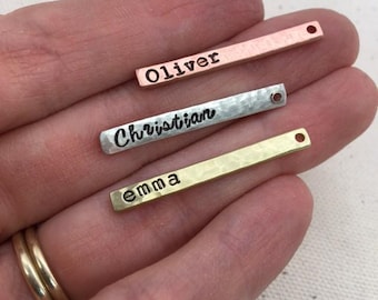 Custom Bar Charm, Personalized Charms, Sterling Charm, Gold Charm, Necklace charm, Charm For Necklace, Mothers Day Gift, Name Charm
