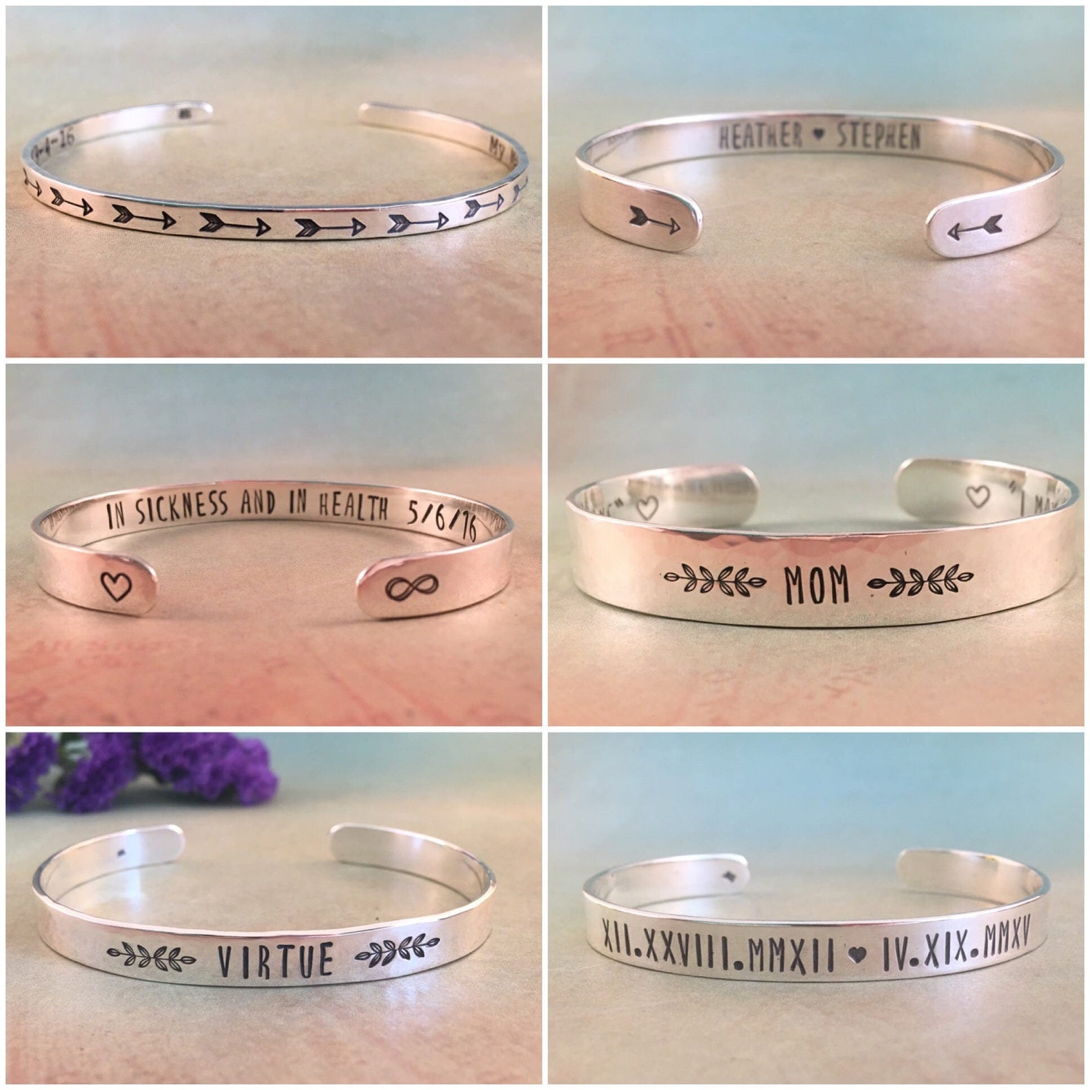 Personalized Sterling Silver Bracelet Silver Stacking Etsy