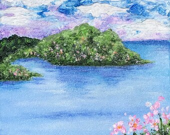 Ocean Palette Knife Painting, OOAK Seascape Painting, Impressionist Painting Original, Impressionism Wall Art, Hand Painted Floral Artwork