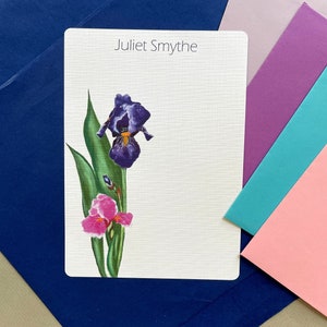 Pink & Purple Iris, set di 36 carte da lettere personalizzate, carta da lettere per donna, note per scrivere lettere, fogli per corrispondenza 5 x 7