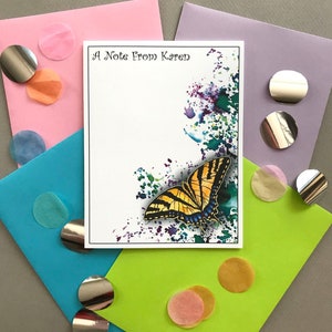Tarjetas de notas dobladas de la mariposa de la cola de golondrina personalizada, conjunto de la tarjeta de la nota de la correspondencia de las mujeres, juego de papelería personalizado, juego de regalo de la tarjeta de la nota de la niña