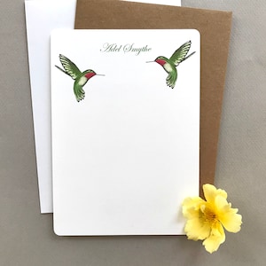 Personalized Stationary Set, Stationery, Letter Card Stock, Custom Note Cards, Flat Note Cards, Gift Set, Hummingbirds, Garden Bird Cards image 1